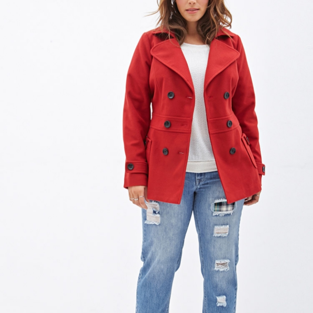 Forever 21 Peacoat Red button down lined large